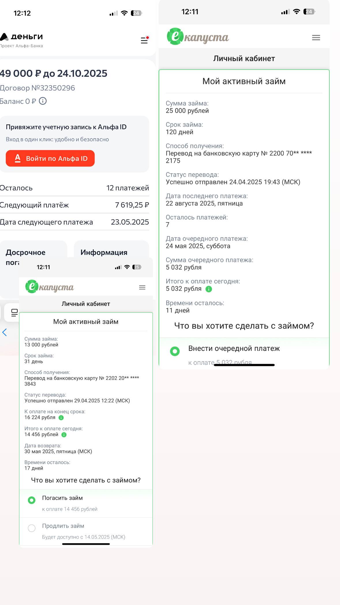 прошу помогите раскидать займы