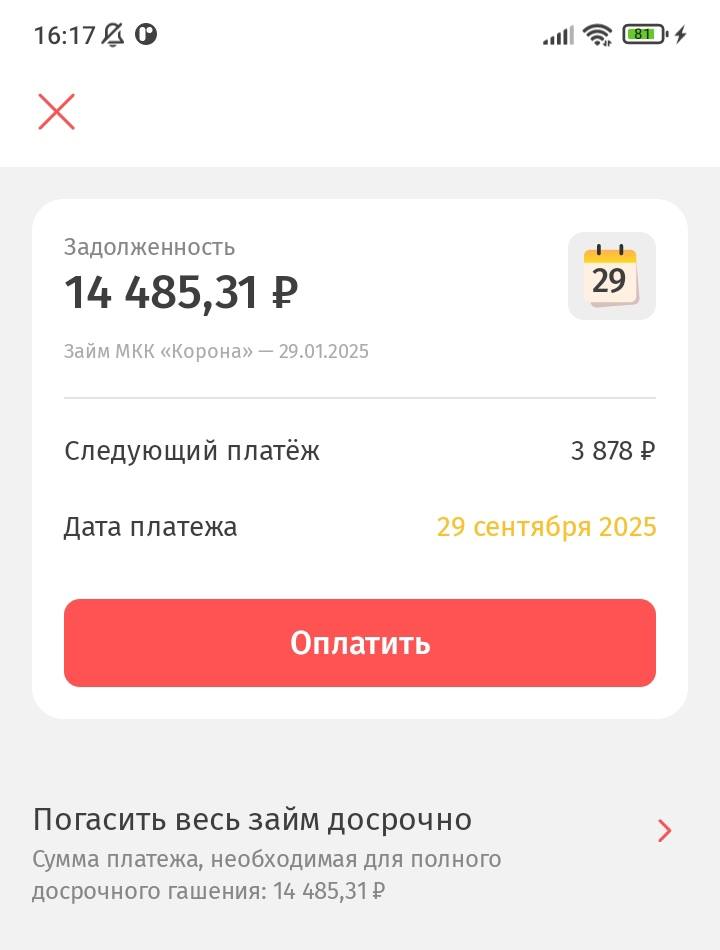 Оплатить микрозайм