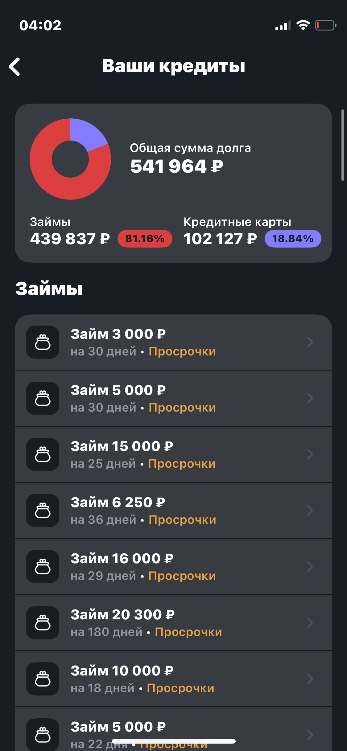 Выплата кредитов и микрозаймов