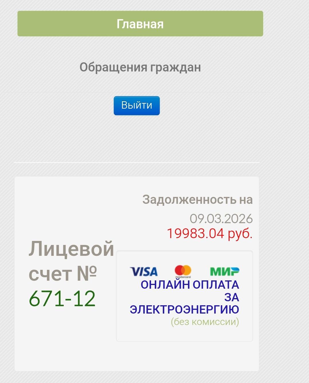 Помогите пожалуйста оплатить за электричество.